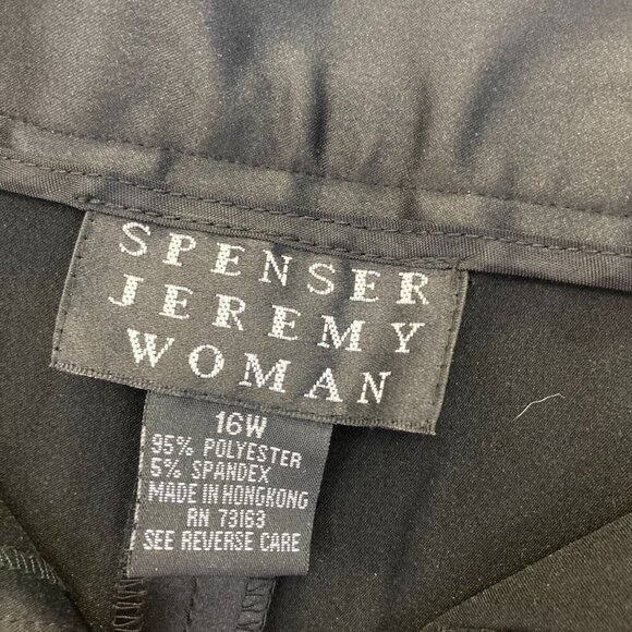 Y2K Spenser Jeremy 16W Black Satin Floral Embroidered Wide Leg Dress Pants Boho - Picture 4 of 15